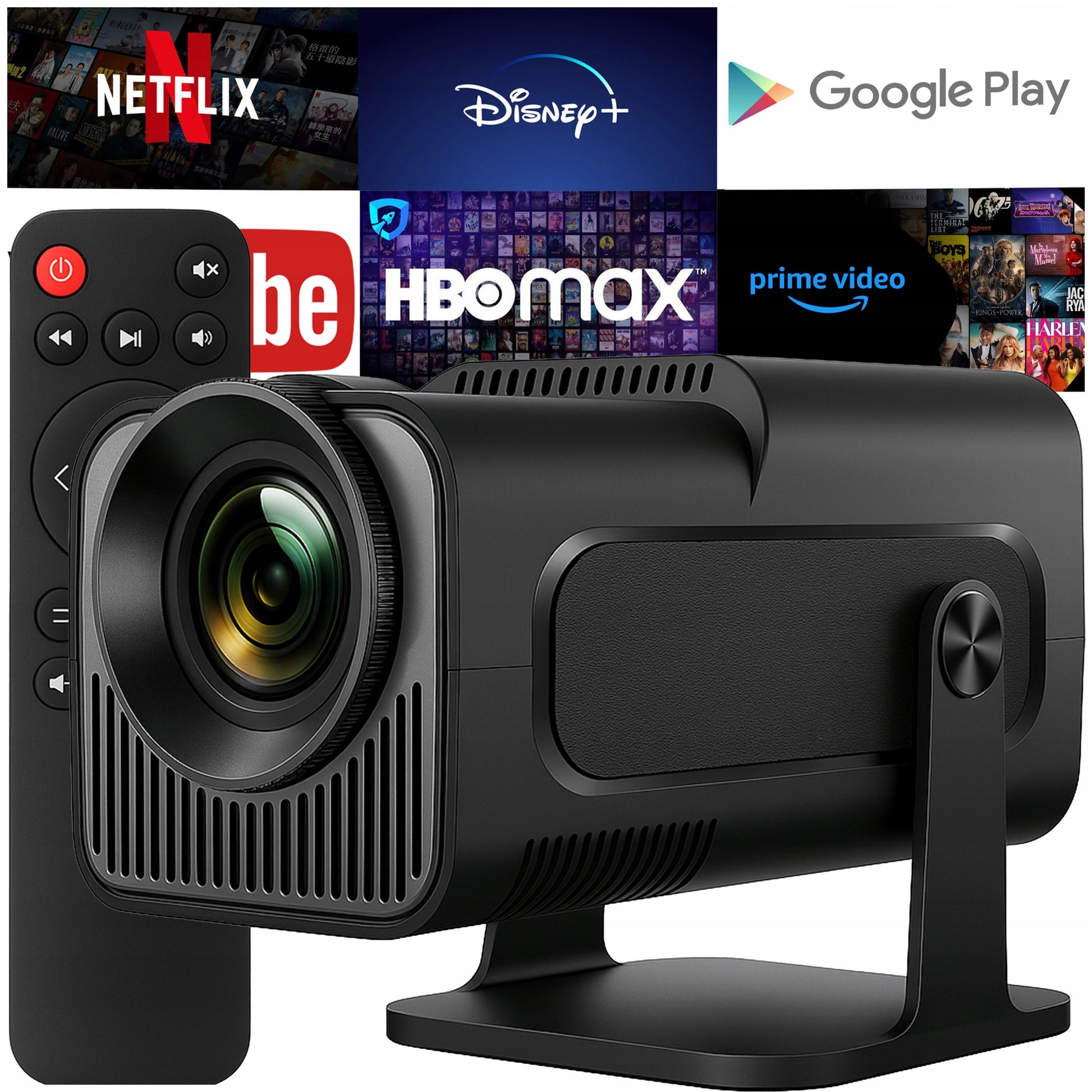 PROJEKTORIUS MINI 4K ANDROID LED WIFI NEŠIOJAMASIS FULL HD HY320 USB JACK