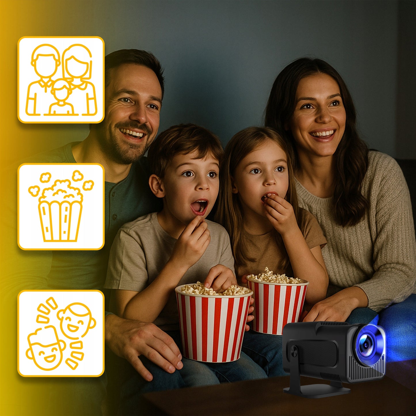 PROJEKTORIUS MINI 4K ANDROID LED WIFI NEŠIOJAMASIS FULL HD HY320 USB JACK