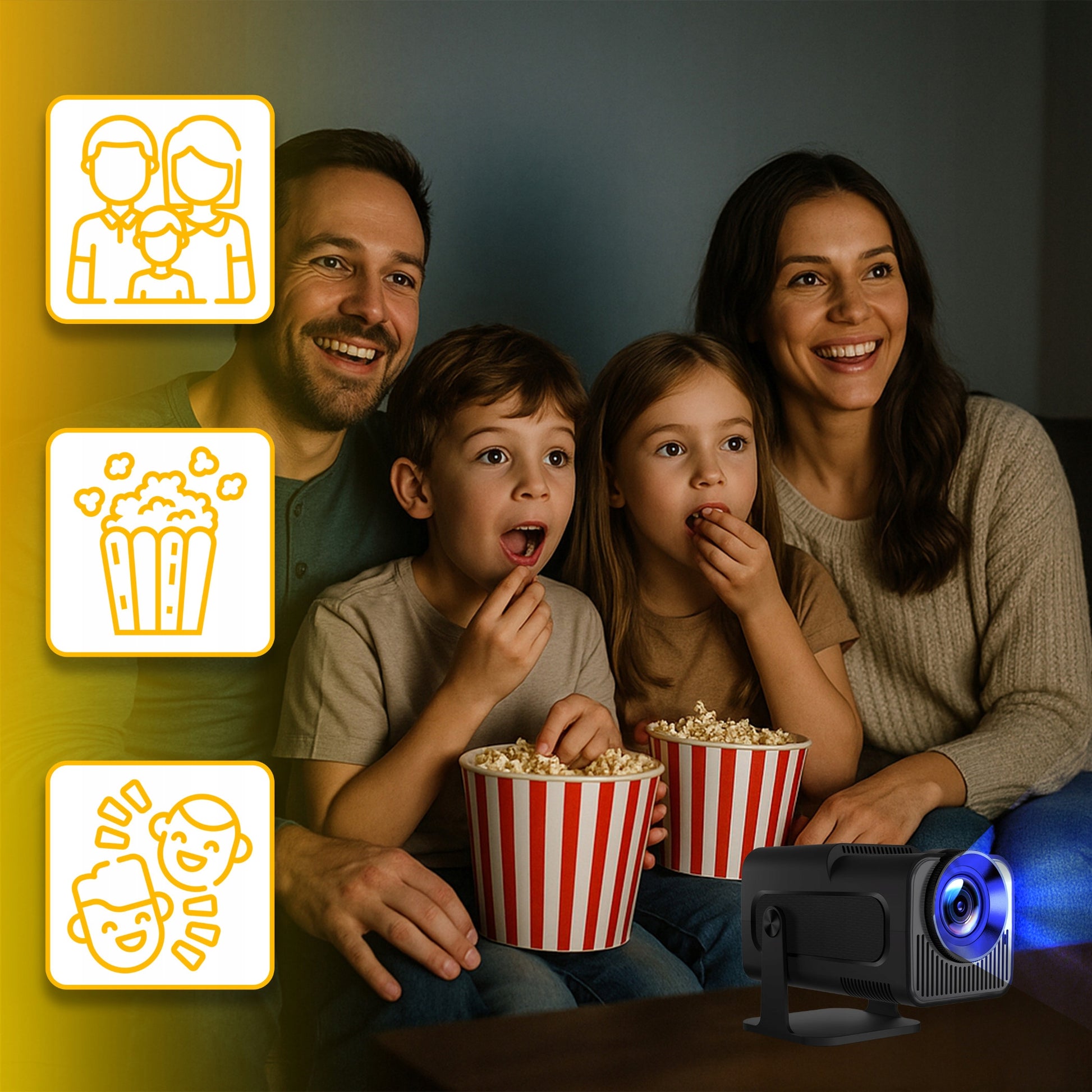 PROJEKTORIUS MINI 4K ANDROID LED WIFI NEŠIOJAMASIS FULL HD HY320 USB JACK