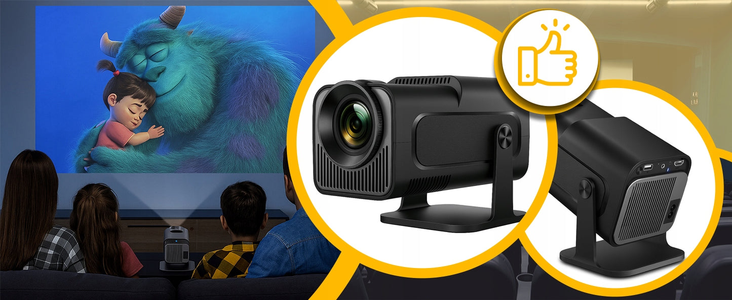 PROJEKTORIUS MINI 4K ANDROID LED WIFI NEŠIOJAMASIS FULL HD HY320 USB JACK