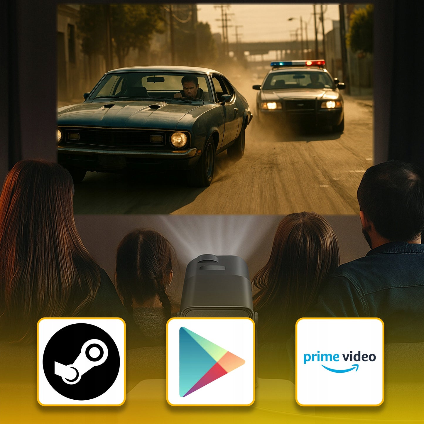 PROJEKTORIUS MINI 4K ANDROID LED WIFI NEŠIOJAMASIS FULL HD HY320 USB JACK