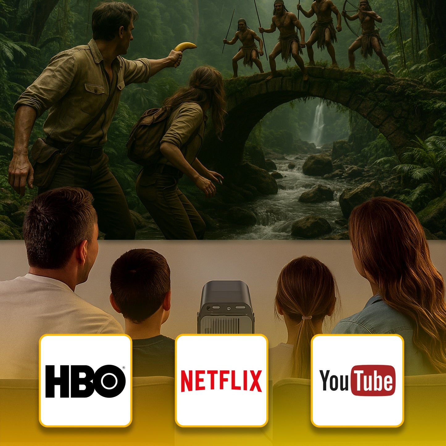 PROJEKTORIUS MINI 4K ANDROID LED WIFI NEŠIOJAMASIS FULL HD HY320 USB JACK