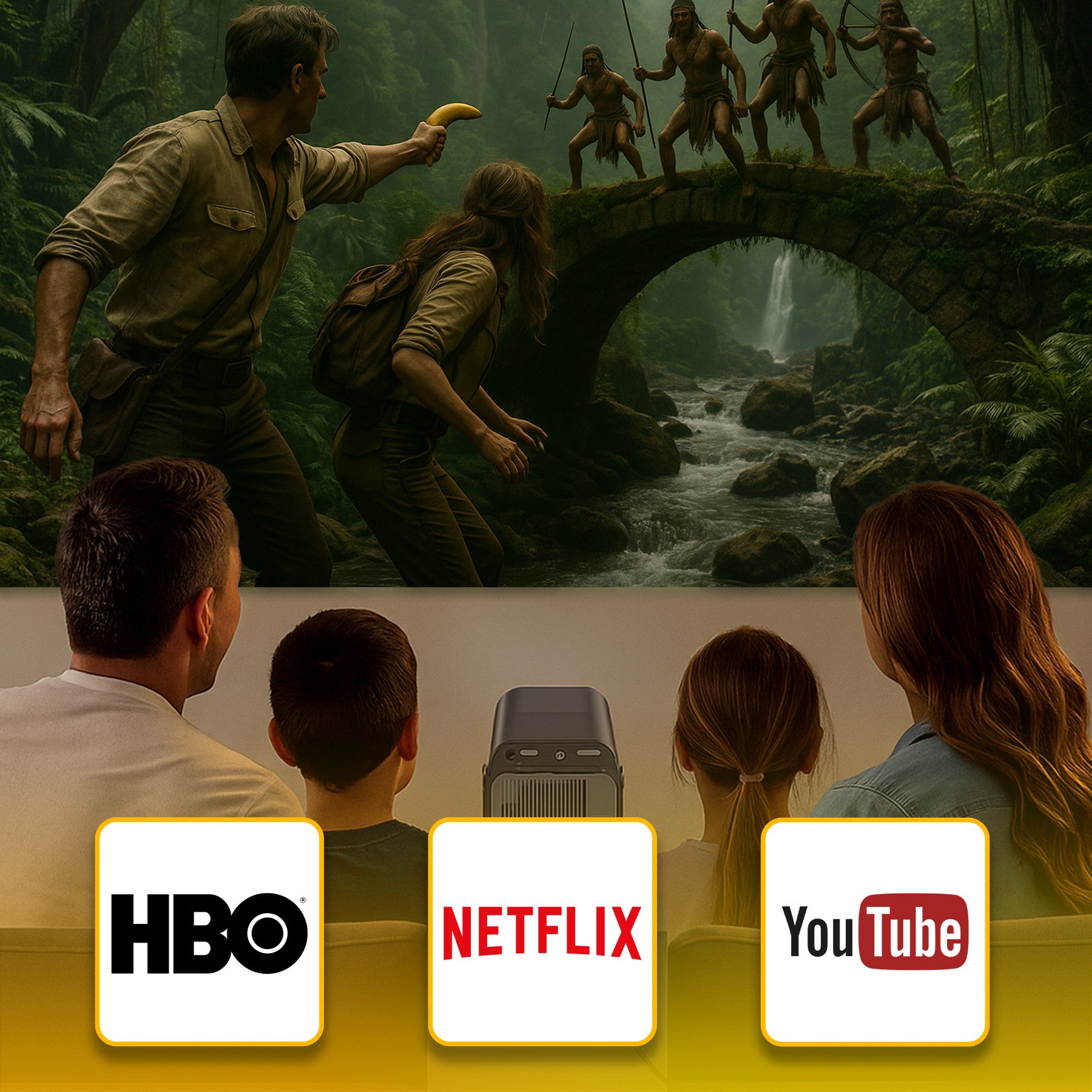 PROJEKTORIUS MINI 4K ANDROID LED WIFI NEŠIOJAMASIS FULL HD HY320 USB JACK