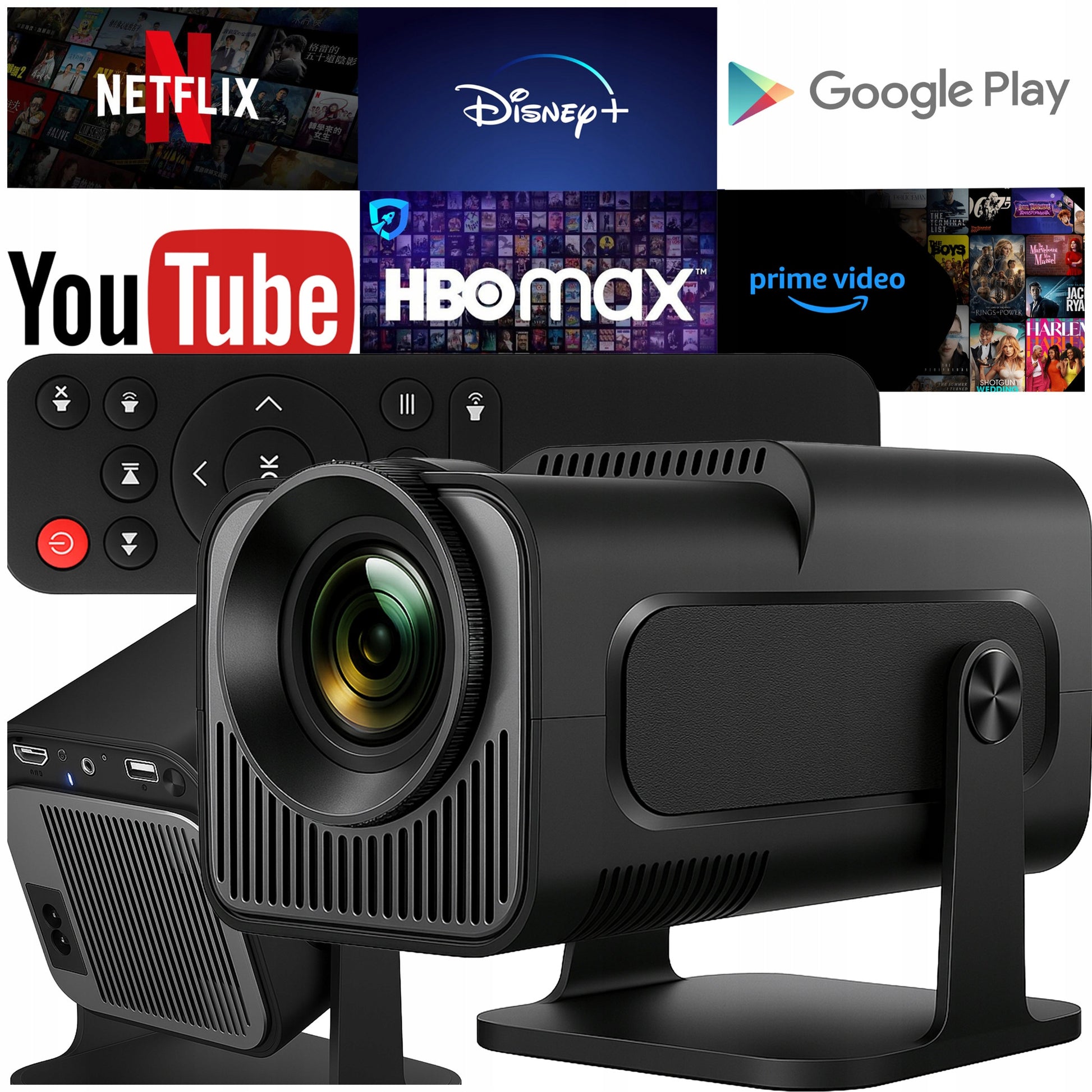 PROJEKTORIUS MINI 4K ANDROID LED WIFI NEŠIOJAMASIS FULL HD HY320 USB JACK