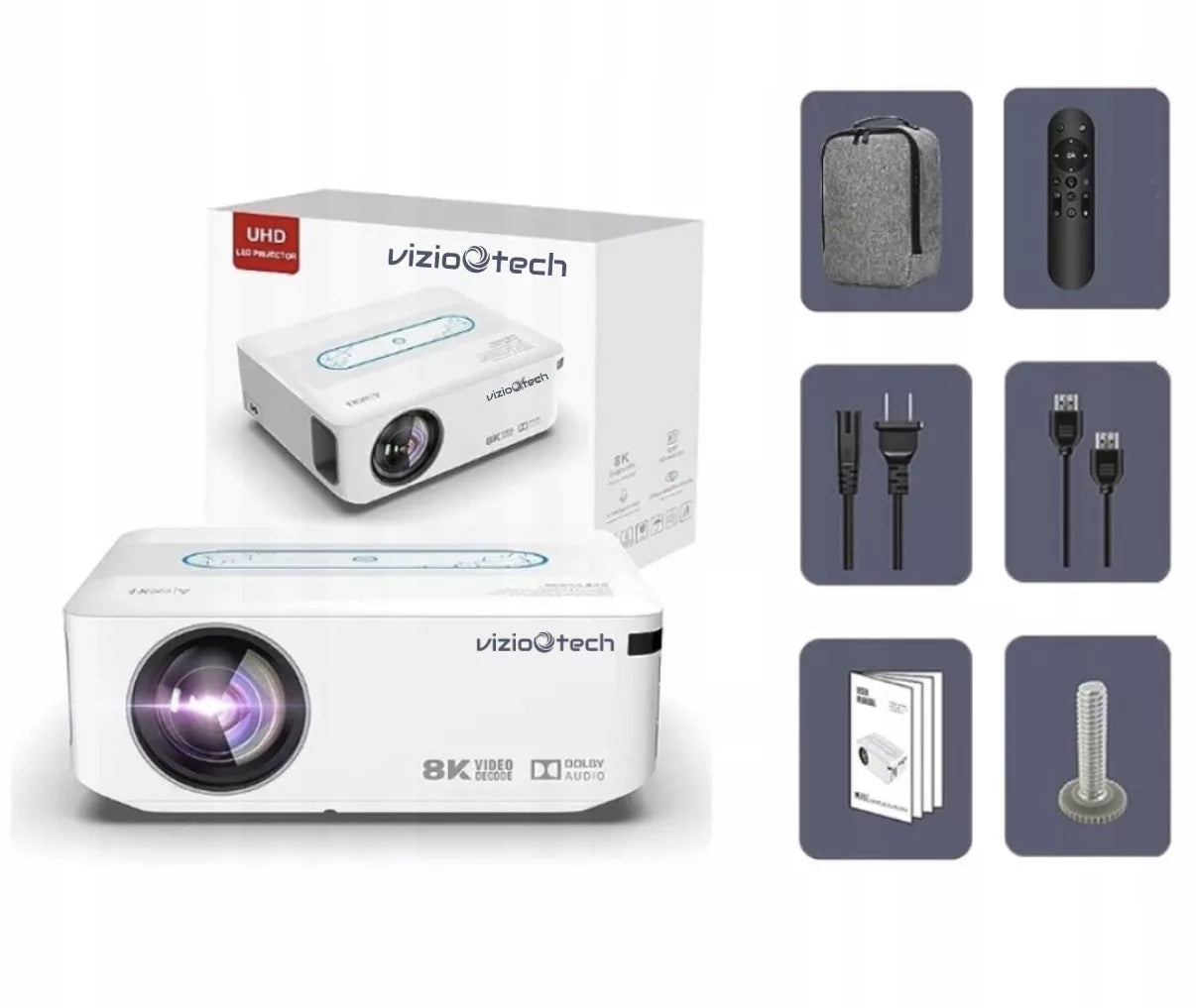 PROJEKTORIUS ANDROID TV WIFI FHD 4K PORTABLE 12000 lm VIZIO X1 Naujiena