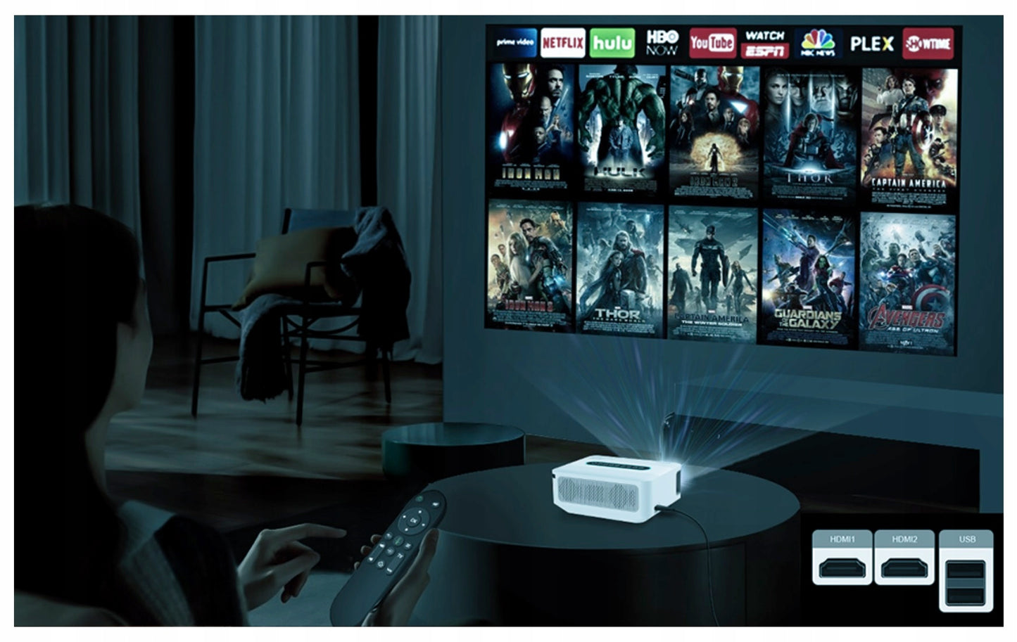 PROJEKTORIUS ANDROID TV WIFI FHD 4K PORTABLE 12000 lm VIZIO X1 Naujiena