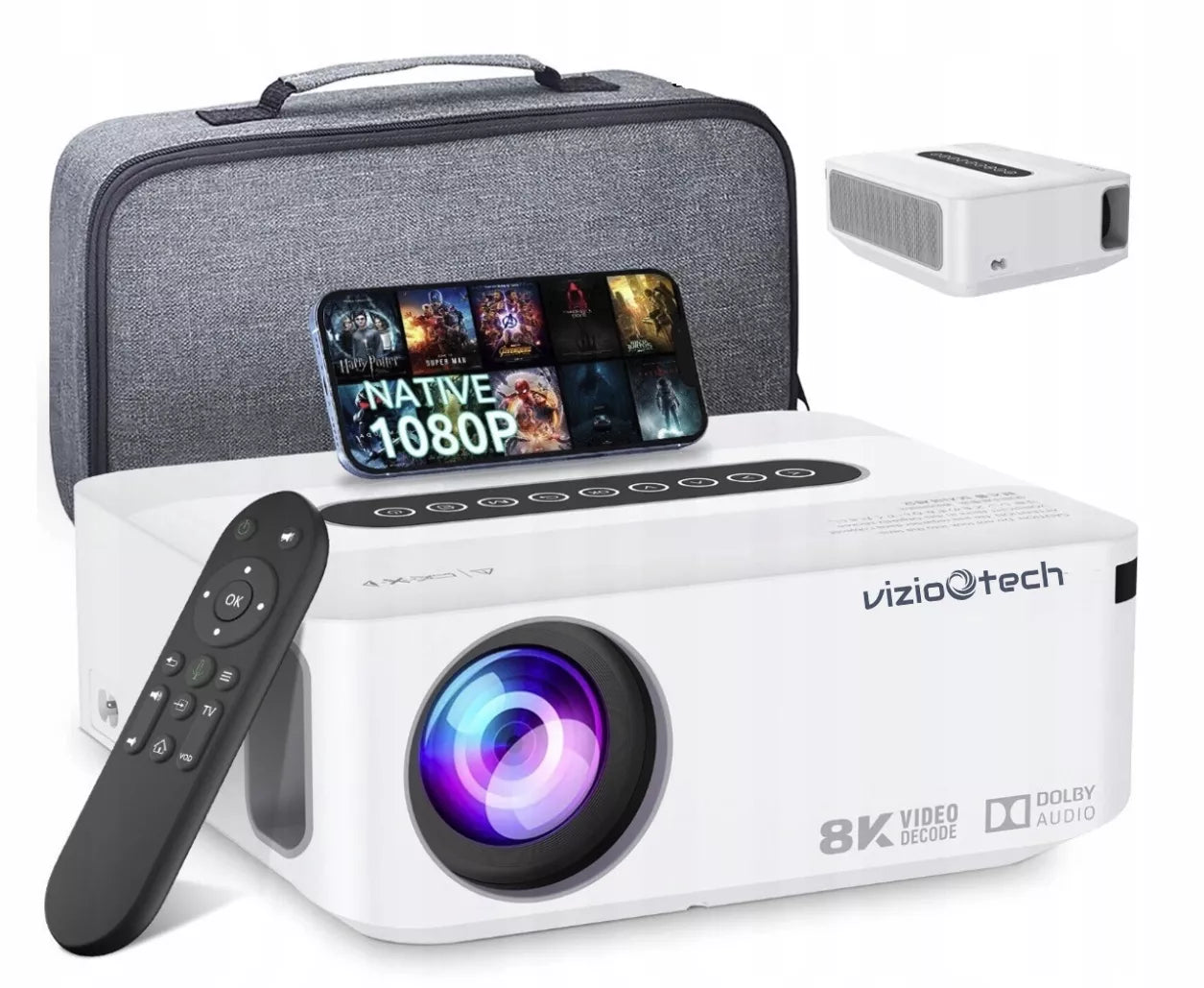 PROJEKTORIUS ANDROID TV WIFI FHD 4K PORTABLE 12000 lm VIZIO X1 Naujiena