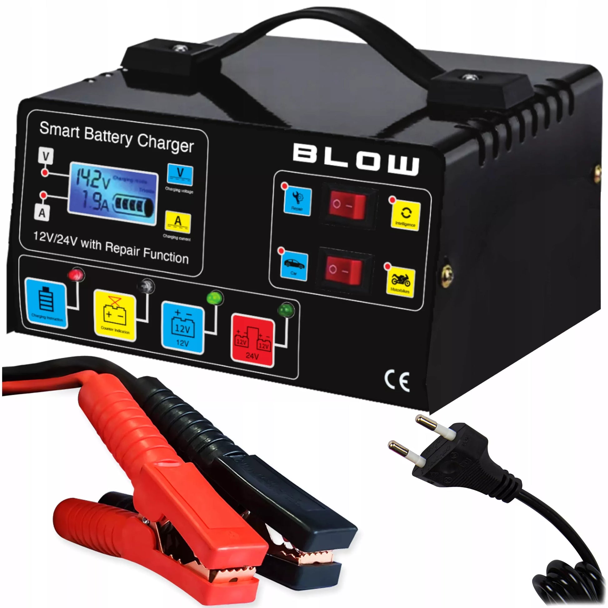 AUTOMATINIS AKUMULIATORIŲ KROVIKLIS SU JŲ TAIISYMO FUNKCIJA 12V 24V