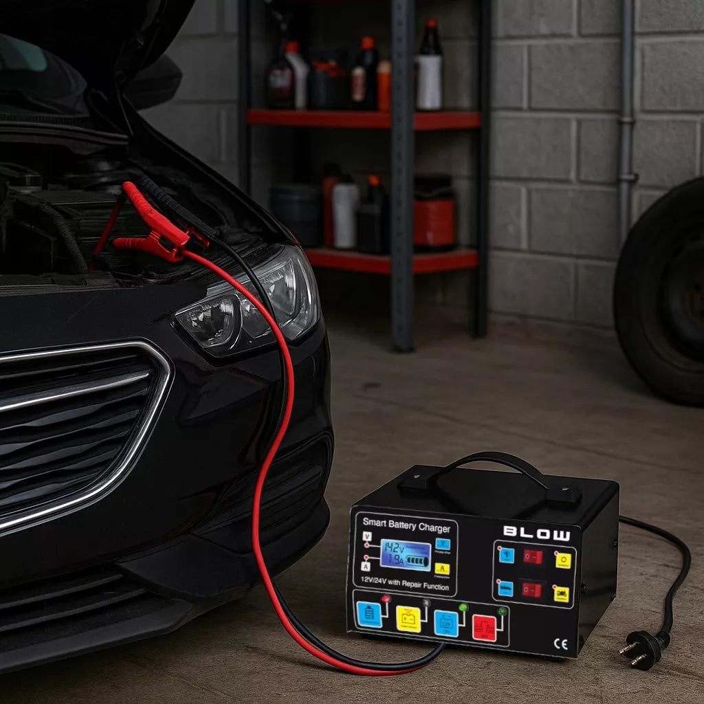 AUTOMATINIS AKUMULIATORIŲ KROVIKLIS SU JŲ TAIISYMO FUNKCIJA 12V 24V