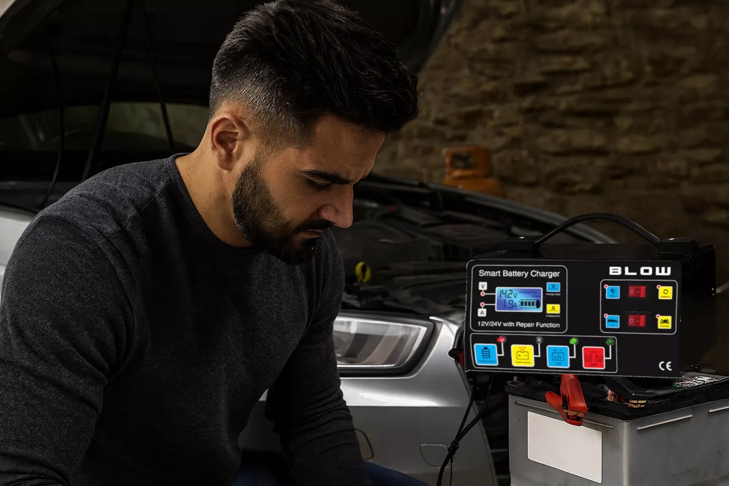 AUTOMATINIS AKUMULIATORIŲ KROVIKLIS SU JŲ TAIISYMO FUNKCIJA 12V 24V
