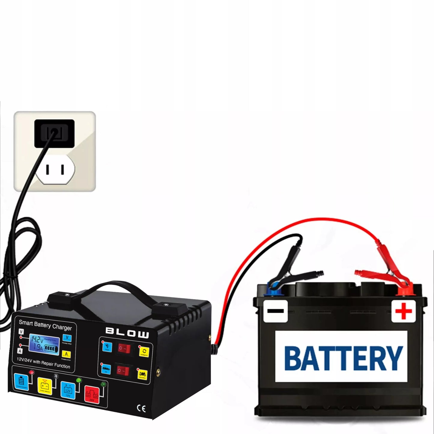 AUTOMATINIS AKUMULIATORIŲ KROVIKLIS SU JŲ TAIISYMO FUNKCIJA 12V 24V