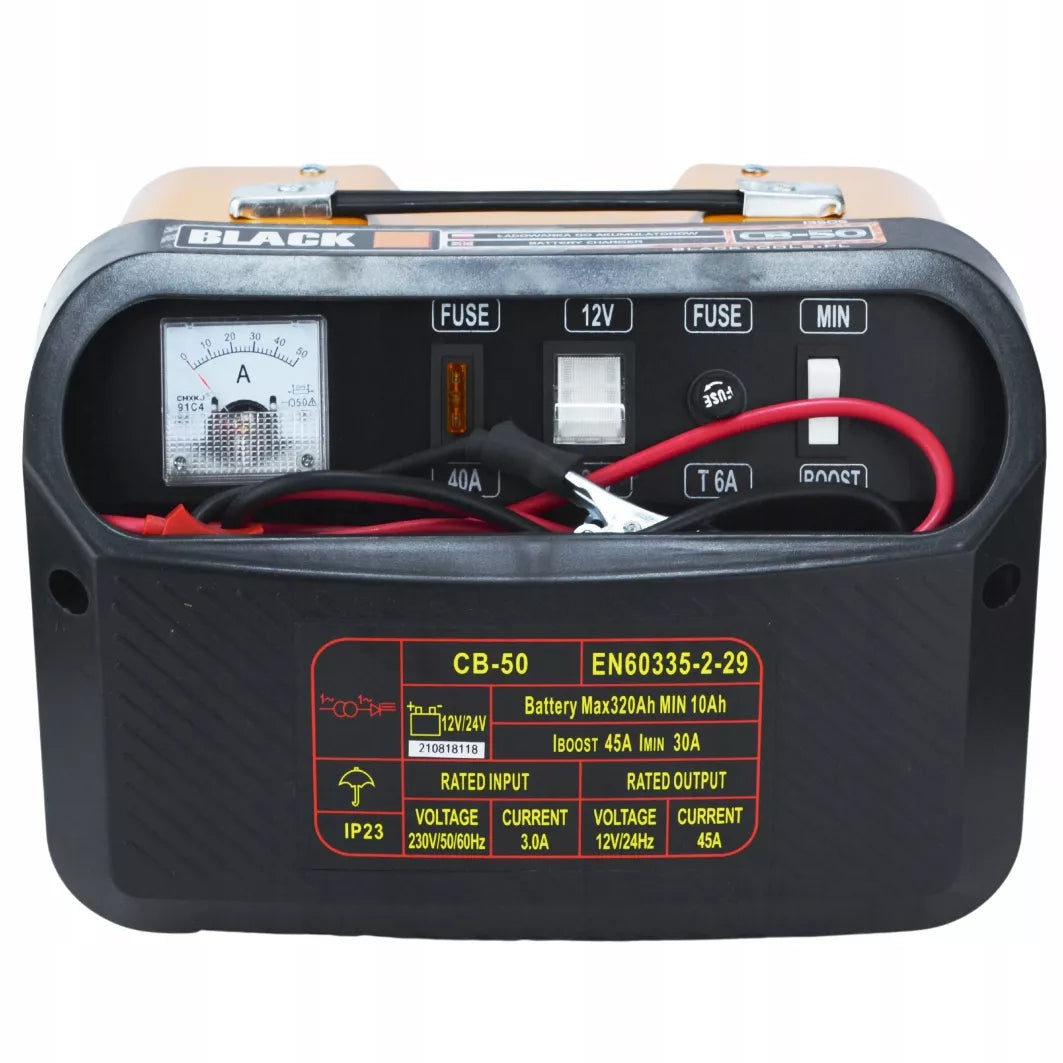 Automobilinis akumuliatorių įkroviklis 12v 24v GZL-50 BLACK NAUJAS DIZAINAS BL.