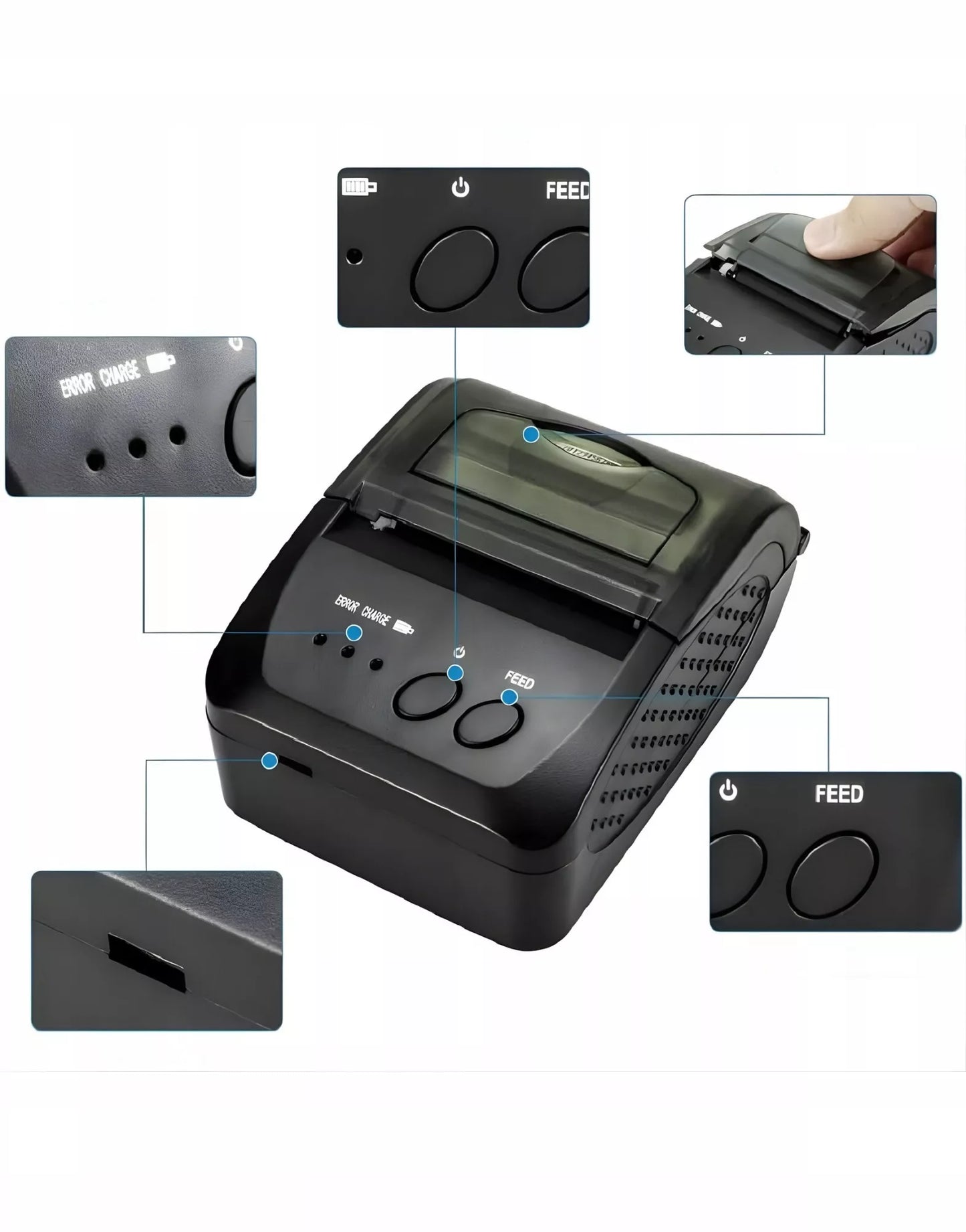 NEŠIOJAMAS MINI TERMINIS SPAUSDINTUVAS MOBILUS BLUETOOTH SĄSKAITOMS USB