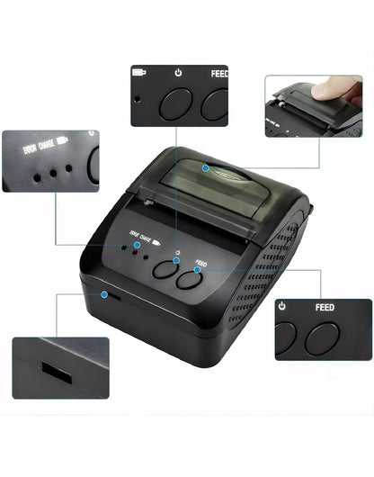 NEŠIOJAMAS MINI TERMINIS SPAUSDINTUVAS MOBILUS BLUETOOTH SĄSKAITOMS USB