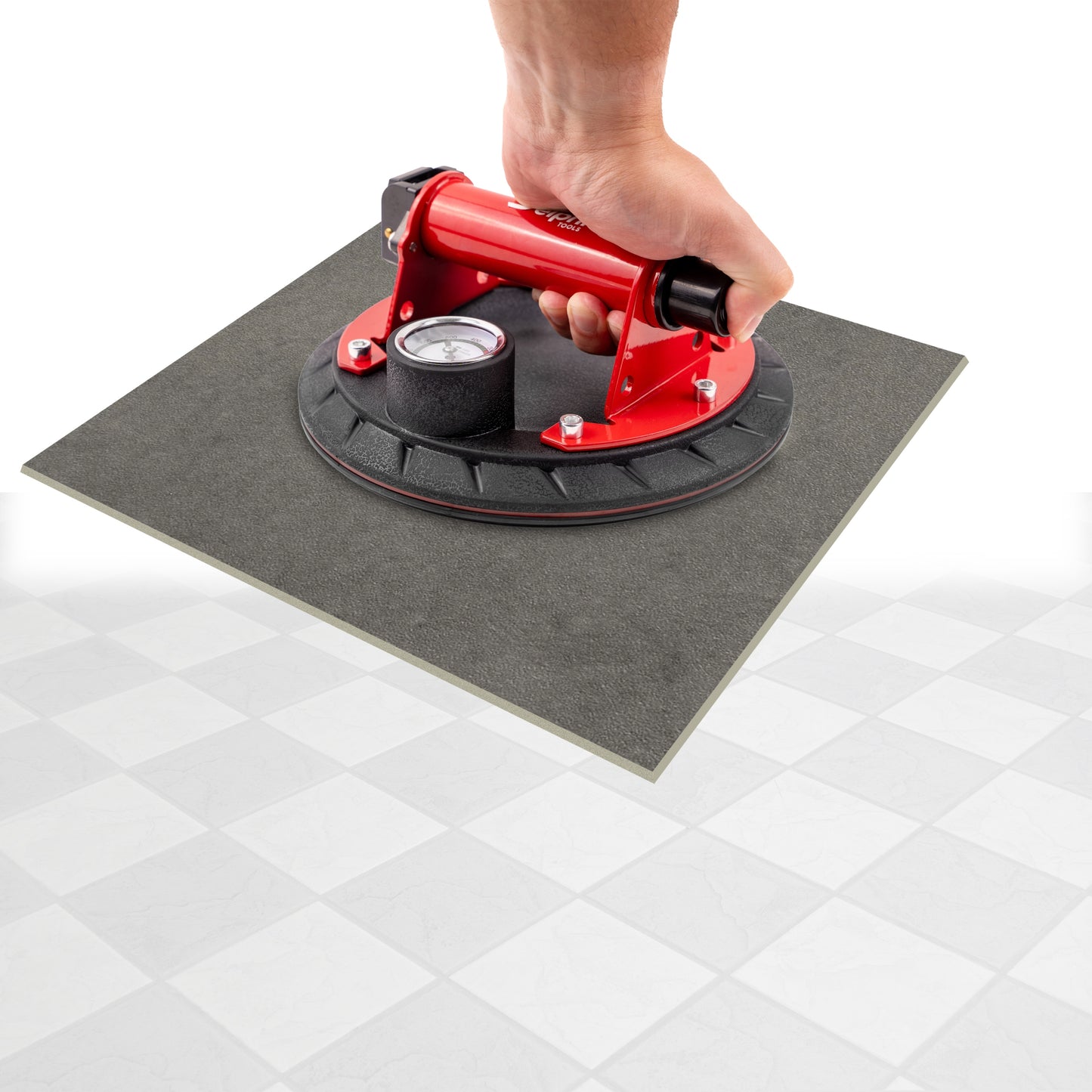 Vakuuminis siurbtukas plytelėms su pompa ir manometru, rankena stiklui, glazūrai PRO