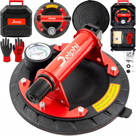 Vakuuminis siurbtukas plytelėms su pompa ir manometru, rankena stiklui, glazūrai PRO