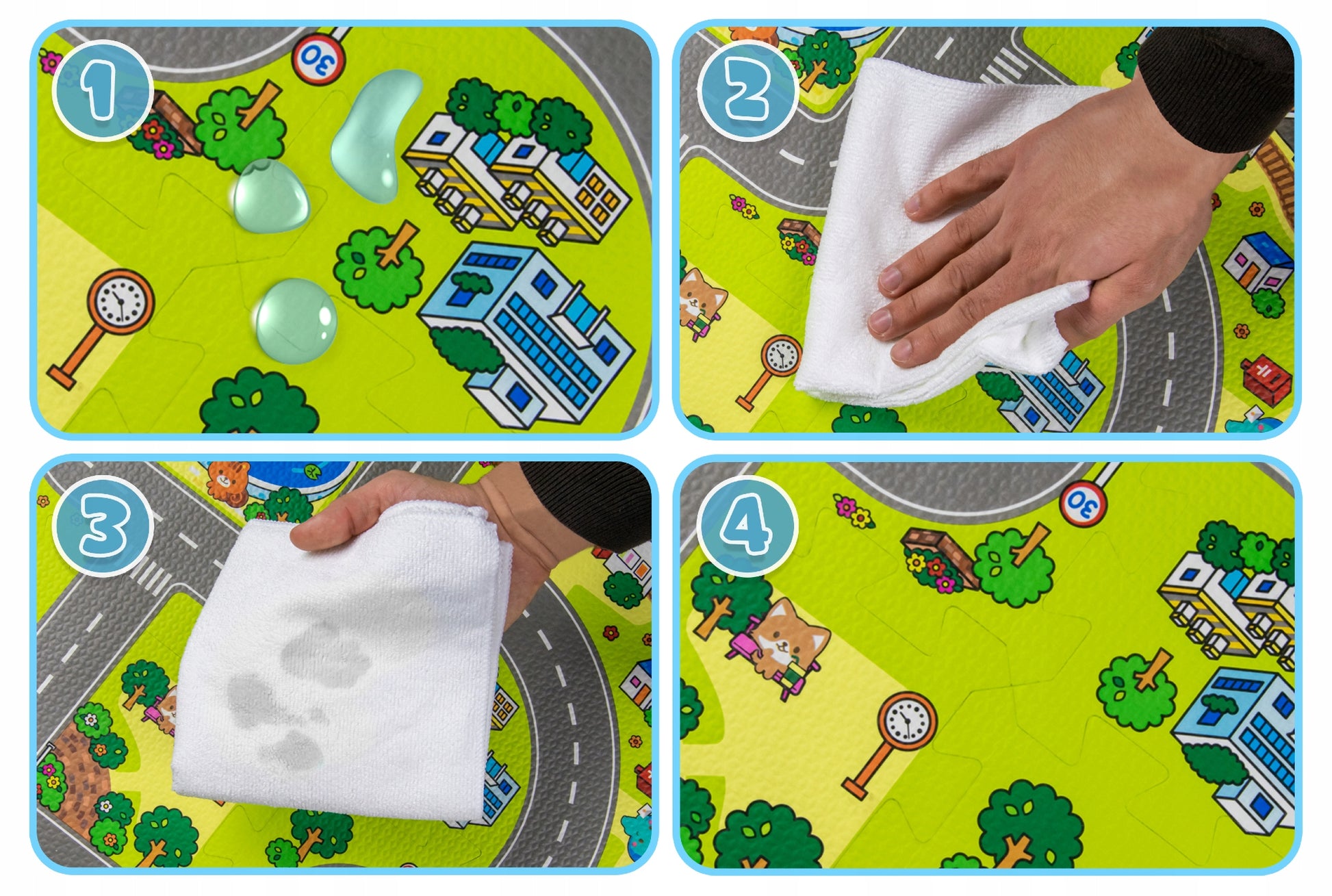 Dėlionės putplasčio edukacinis kilimėlis: miestas, gatvės, keliai