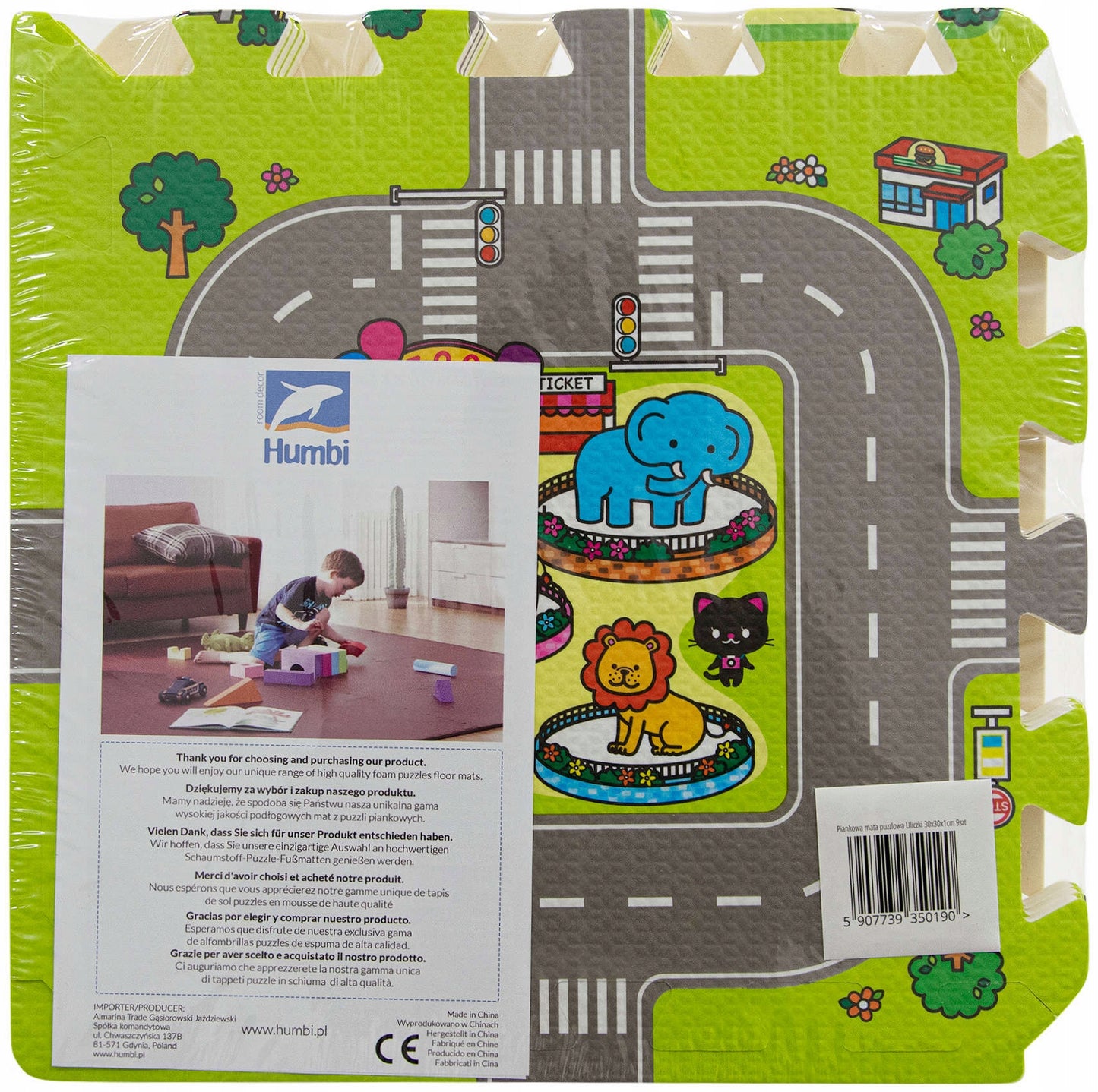 Dėlionės putplasčio edukacinis kilimėlis: miestas, gatvės, keliai