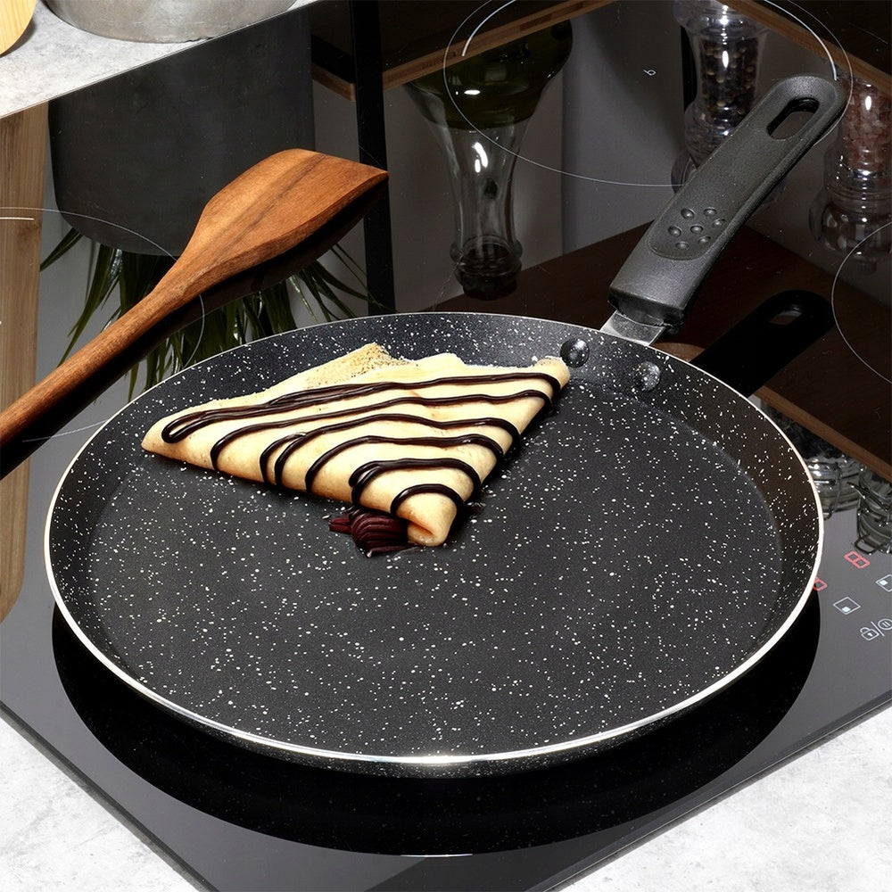 Granitinė keptuvė blynams, omletams, plokščiukams, žema, plokščia, 26 cm