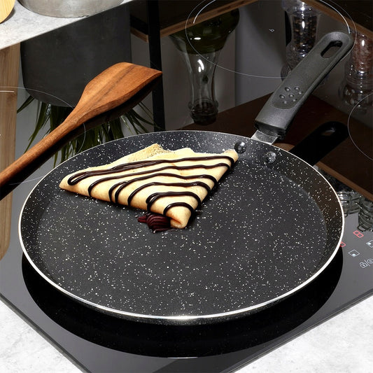 Granitinė keptuvė blynams, omletams, plokščiukams, žema, plokščia, 26 cm