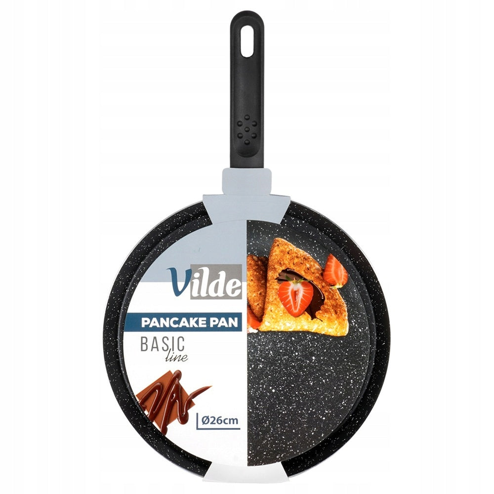 Granitinė keptuvė blynams, omletams, plokščiukams, žema, plokščia, 26 cm