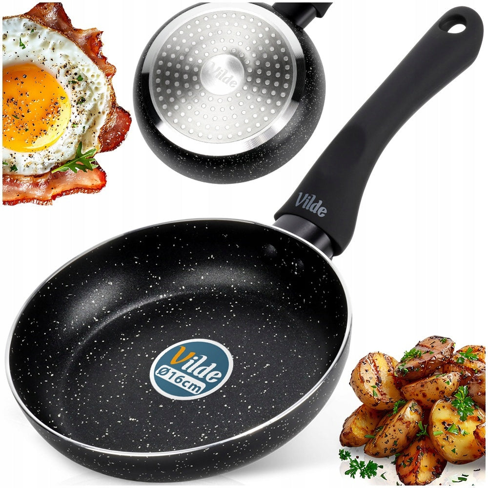 BLACK LINE 16 cm granitinė keptuvė kepimui ir troškinimui, skirta dujinėms ir indukcinėms viryklėms