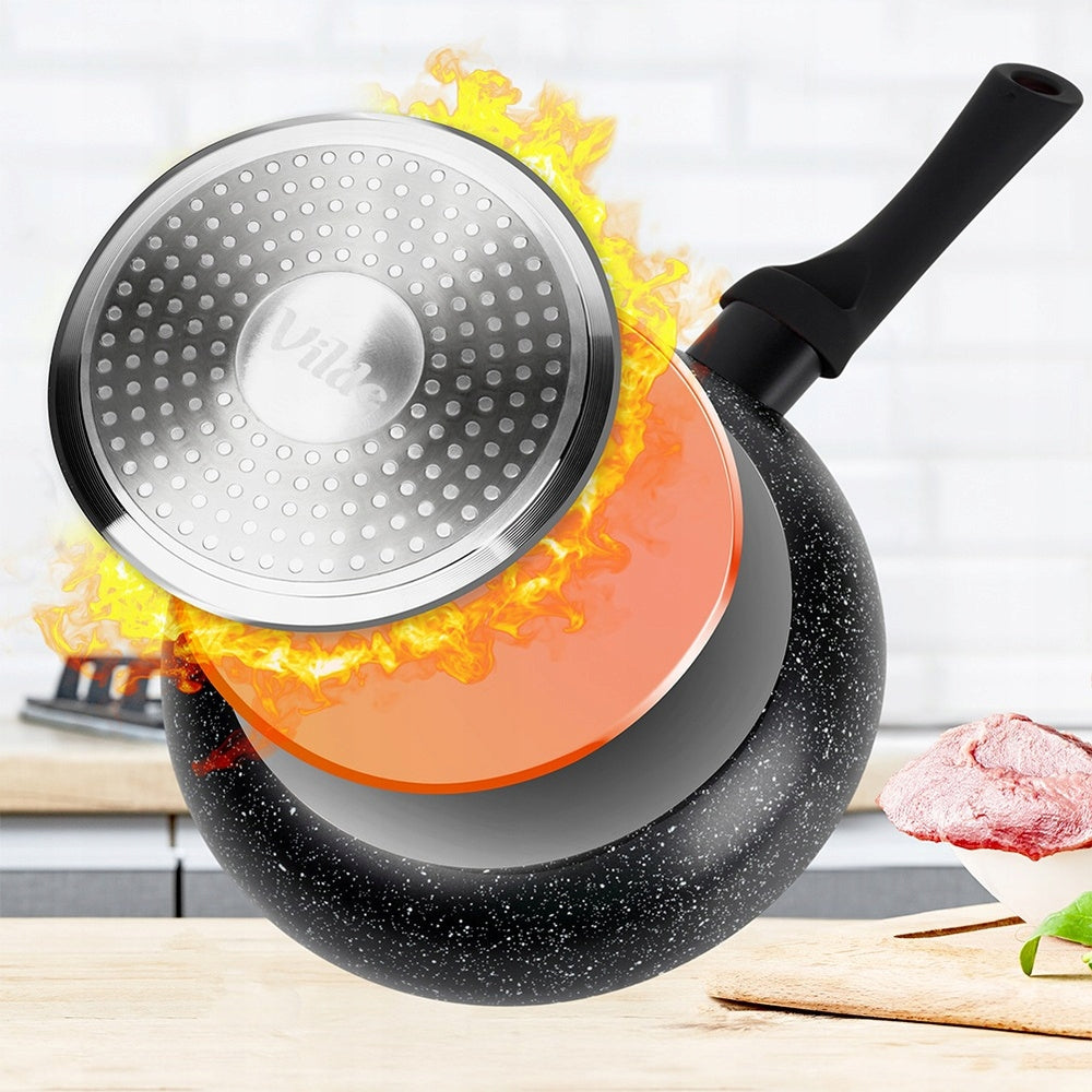 Granitinė keptuvė BLACK LINE 20 cm kepimui ir troškinimui ant dujinės bei indukcinės viryklės