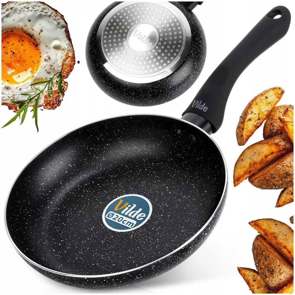 Granitinė keptuvė BLACK LINE 20 cm kepimui ir troškinimui ant dujinės bei indukcinės viryklės