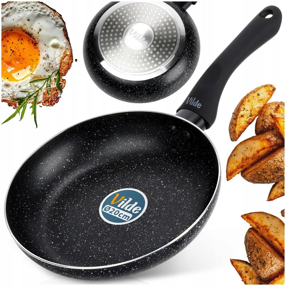 Granitinė keptuvė BLACK LINE 20 cm kepimui ir troškinimui ant dujinės bei indukcinės viryklės