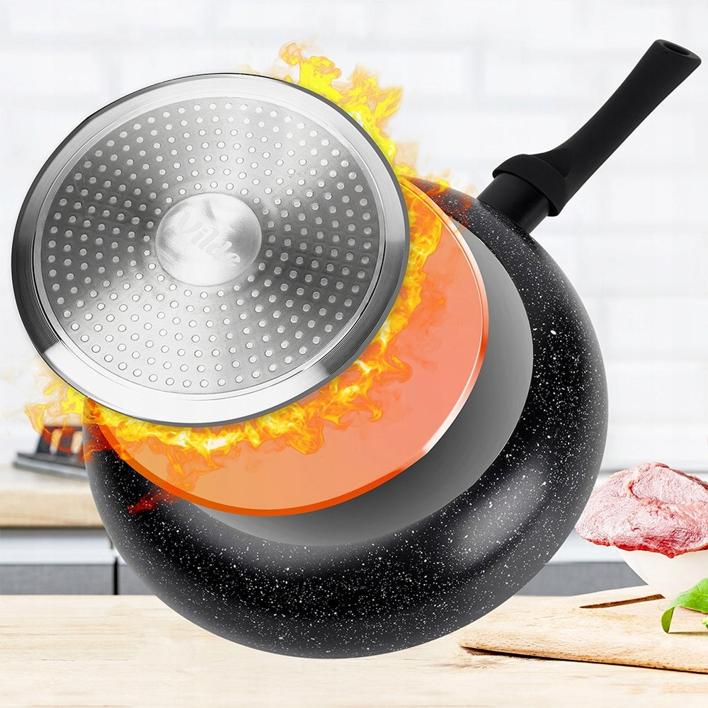 Granitinė keptuvė troškiniams ir kepimui BLACK LINE 24 cm dujinėms ir indukcinėms viryklėms