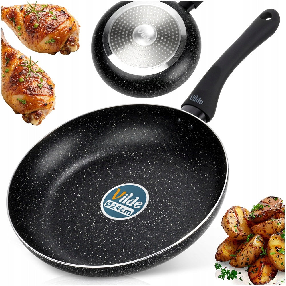 Granitinė keptuvė troškiniams ir kepimui BLACK LINE 24 cm dujinėms ir indukcinėms viryklėms