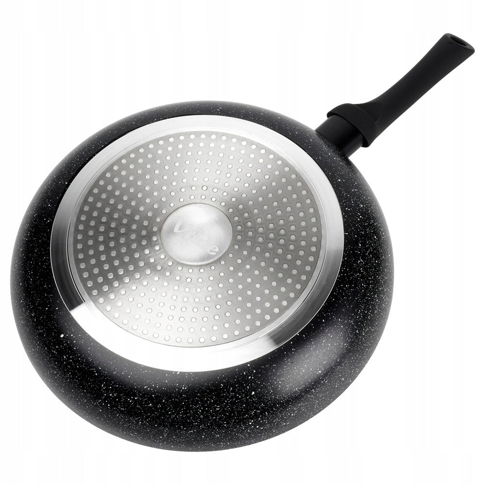 GRANITINĖ keptuvė kepimui, troškiniams BLACK LINE 28 cm dujinėms, indukcinėms viryklėms