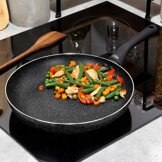 GRANITINĖ keptuvė kepimui, troškiniams BLACK LINE 28 cm dujinėms, indukcinėms viryklėms