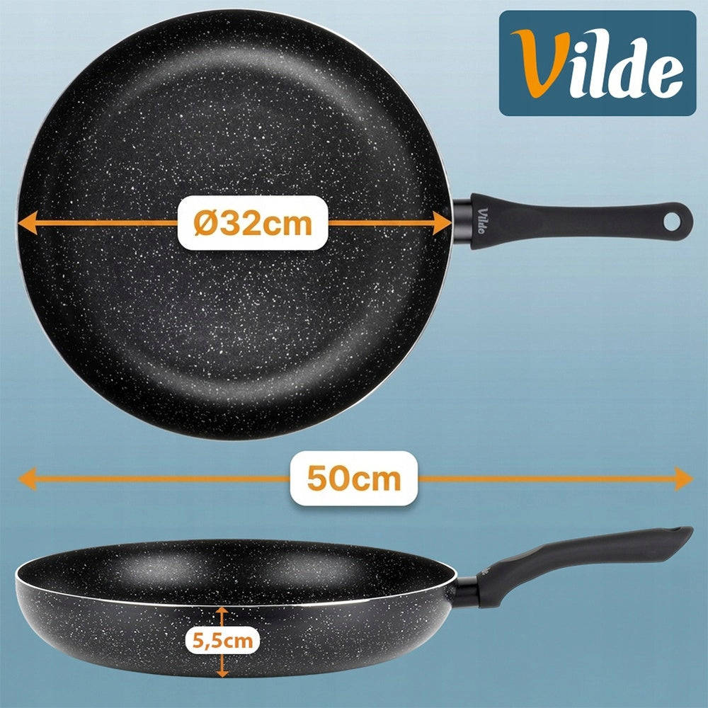 Granitinė keptuvė troškinimui ir kepimui BLACK LINE 32 cm, skirta dujinėms ir indukcinėms viryklėms