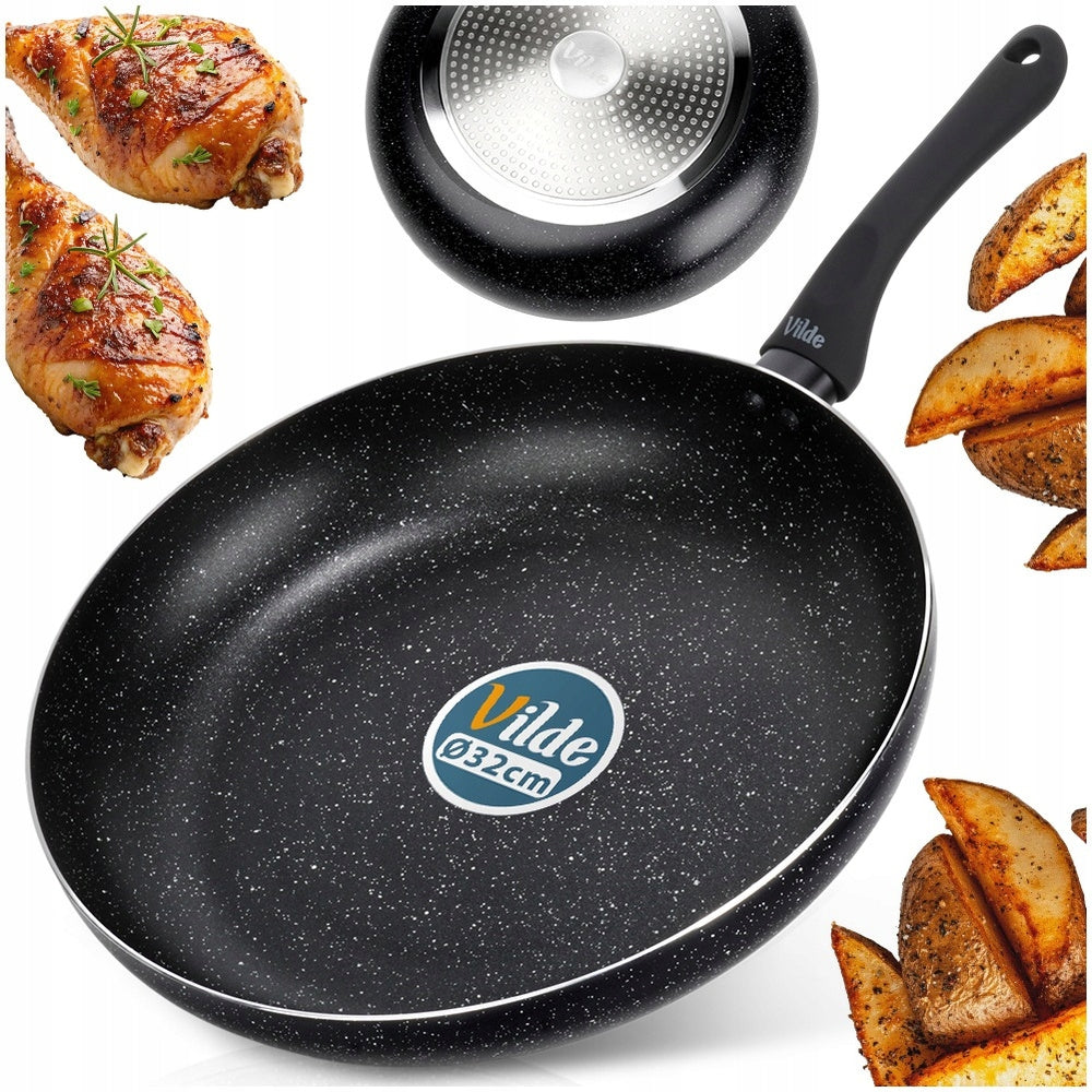 Granitinė keptuvė troškinimui ir kepimui BLACK LINE 32 cm, skirta dujinėms ir indukcinėms viryklėms