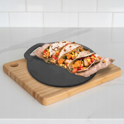 Ketaus keptuvė-plokštė tortilijoms, blynams, picos akmuo, kepsninėms