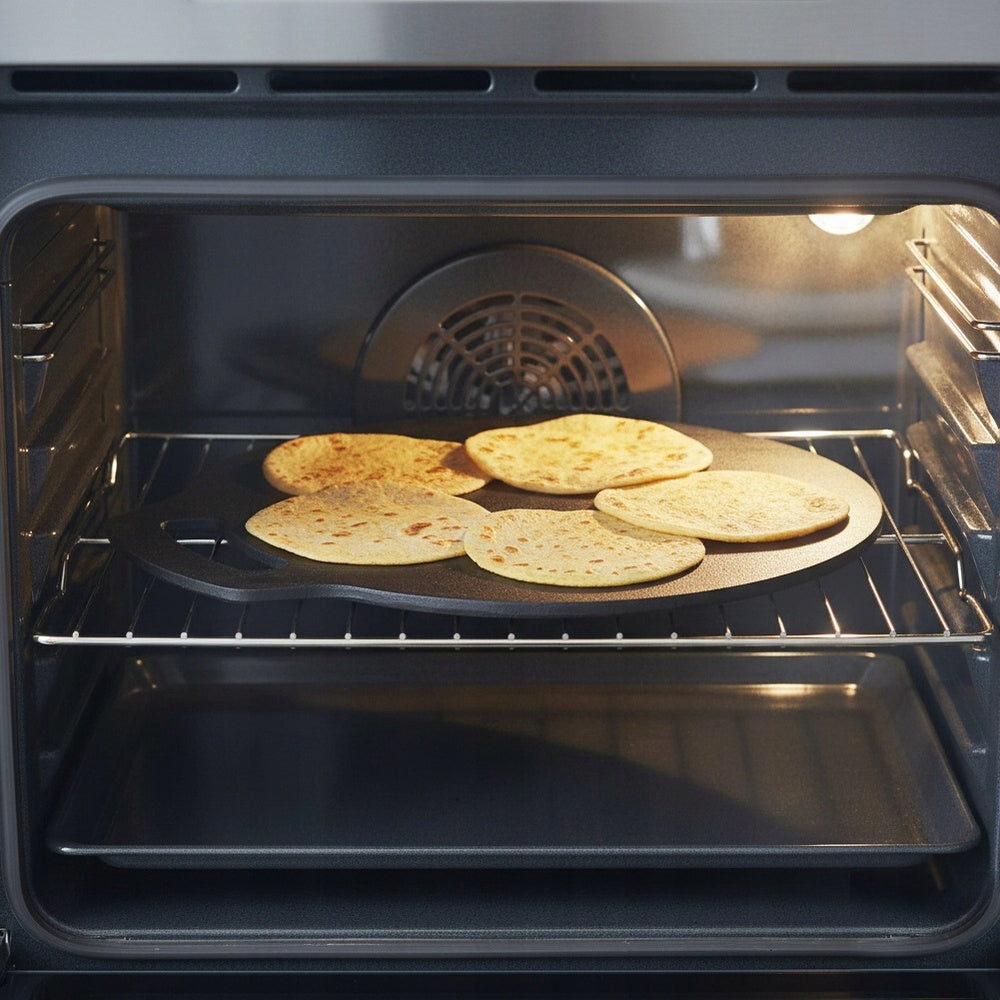 Ketaus keptuvė-plokštė tortilijoms, blynams, picos akmuo, kepsninėms