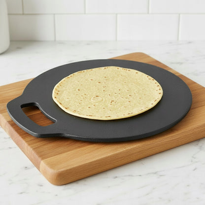 Ketaus keptuvė-plokštė tortilijoms, blynams, picos akmuo, kepsninėms