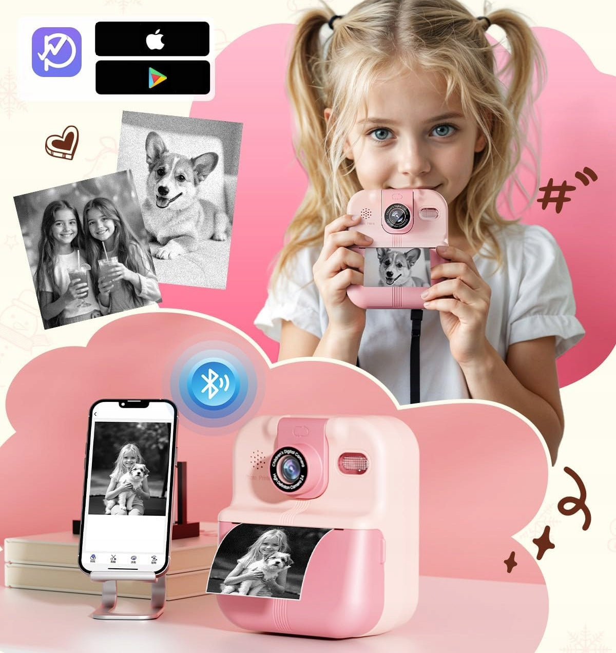 Phomemo MINI Terminis spausdintuvas FOTUŚ momentinis fotoaparatas vaikams Žaidimai