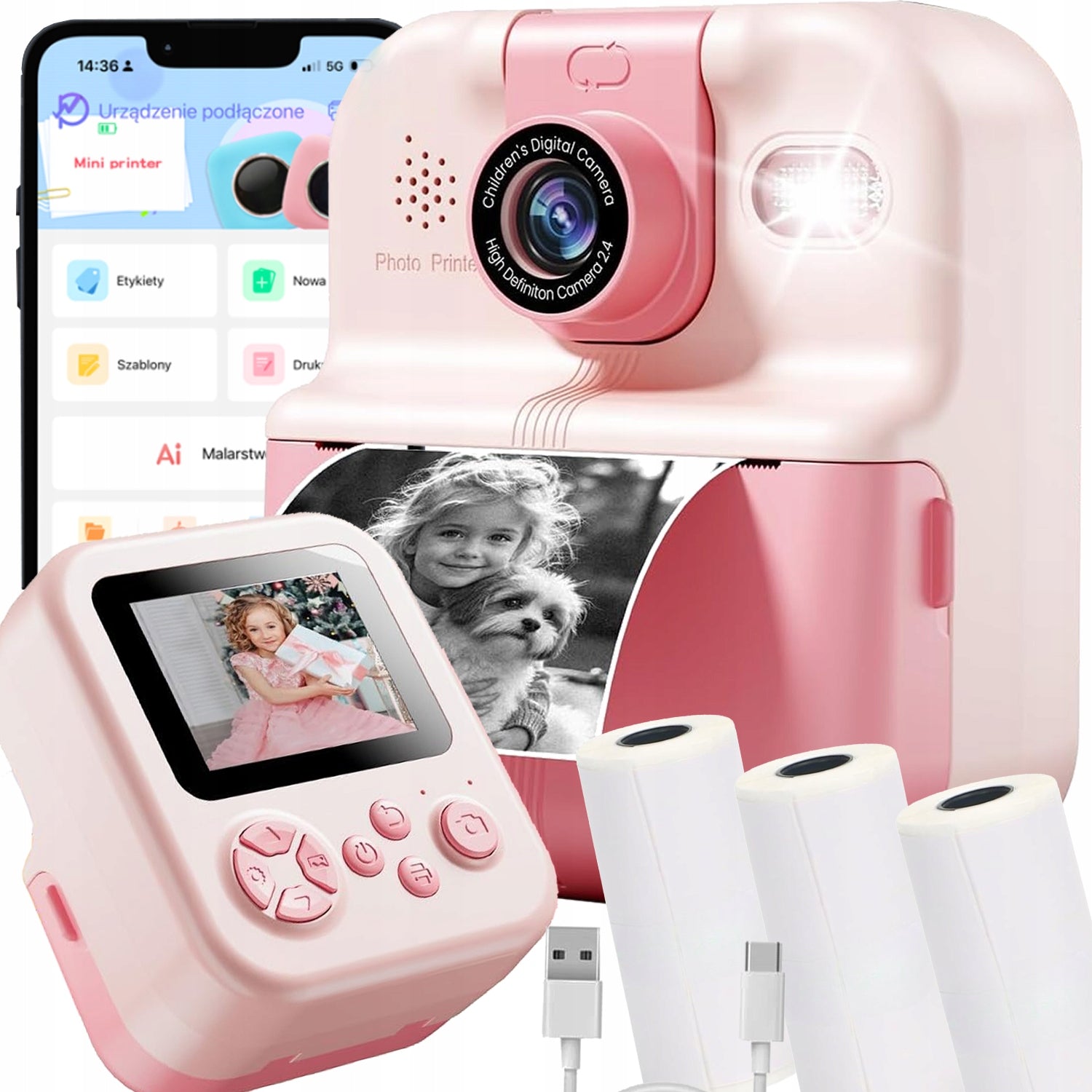 Phomemo MINI Terminis spausdintuvas FOTUŚ momentinis fotoaparatas vaikams Žaidimai