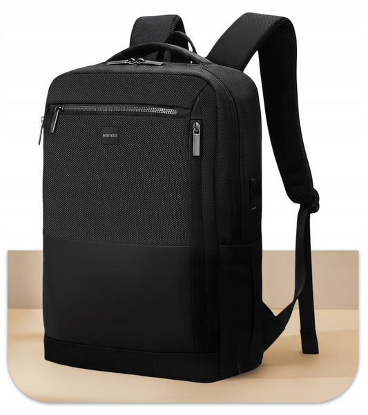 Verslo bagažo kuprinė, rankinio bagažo dydžio, kelioninė, juoda, USB, nešiojamam kompiuteriui 15,6"