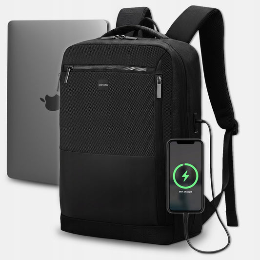 Verslo bagažo kuprinė, rankinio bagažo dydžio, kelioninė, juoda, USB, nešiojamam kompiuteriui 15,6"