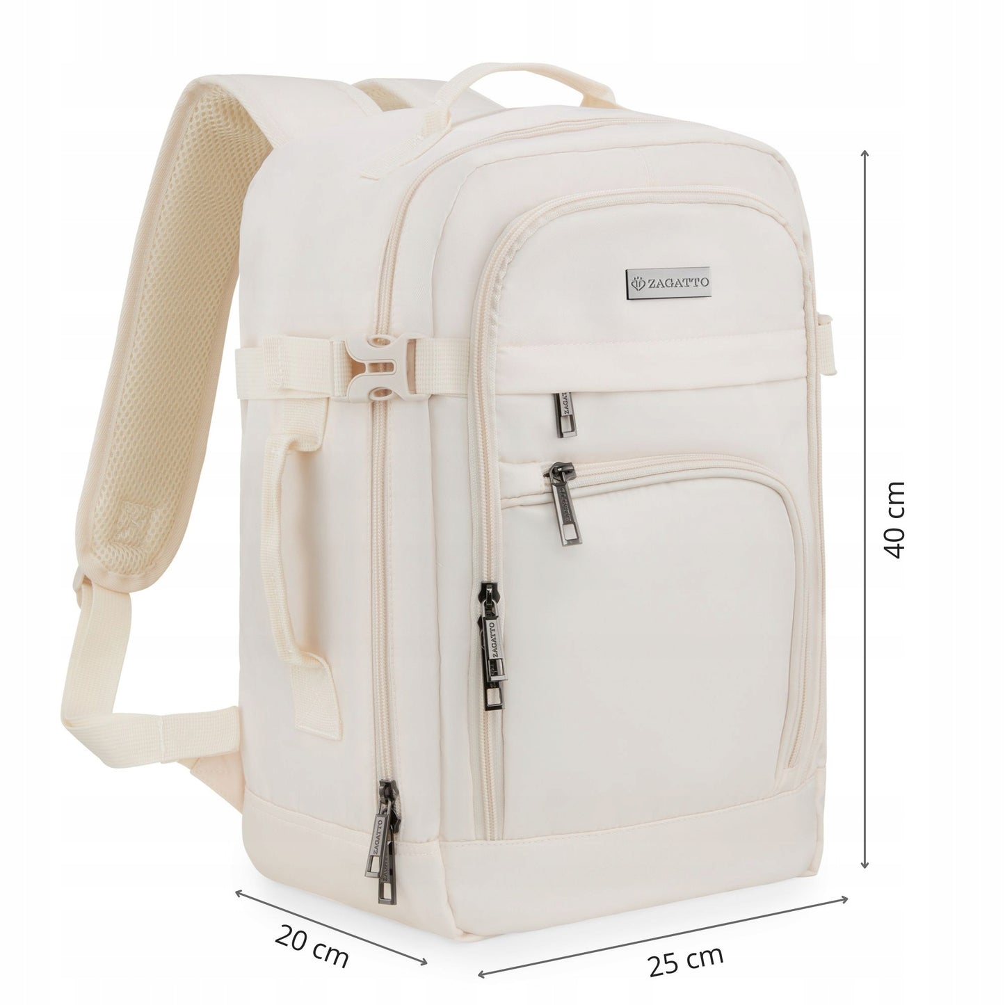 Kelioninis, lengvas rankinis bagažas, 40x20x25cm, lėktuvui, smėlio spalvos ZAGATTO