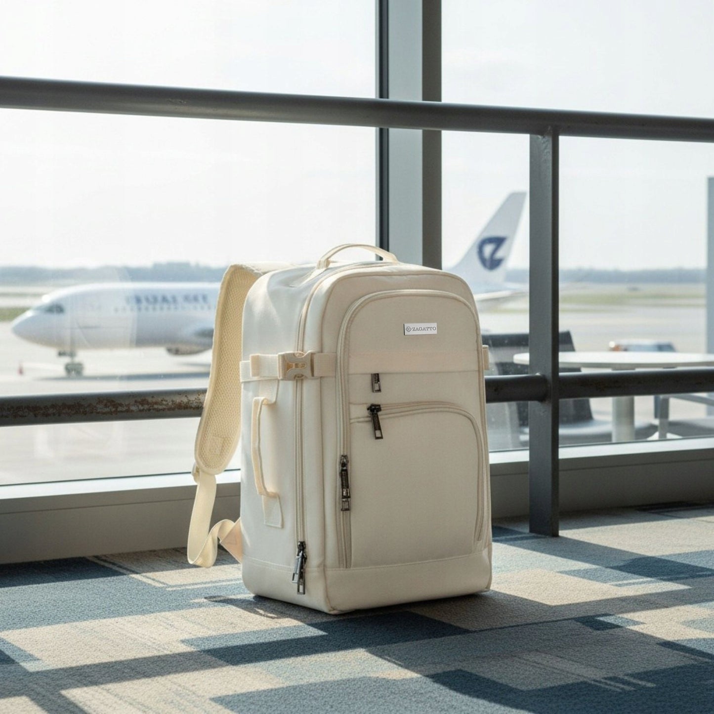 Kelioninis, lengvas rankinis bagažas, 40x20x25cm, lėktuvui, smėlio spalvos ZAGATTO