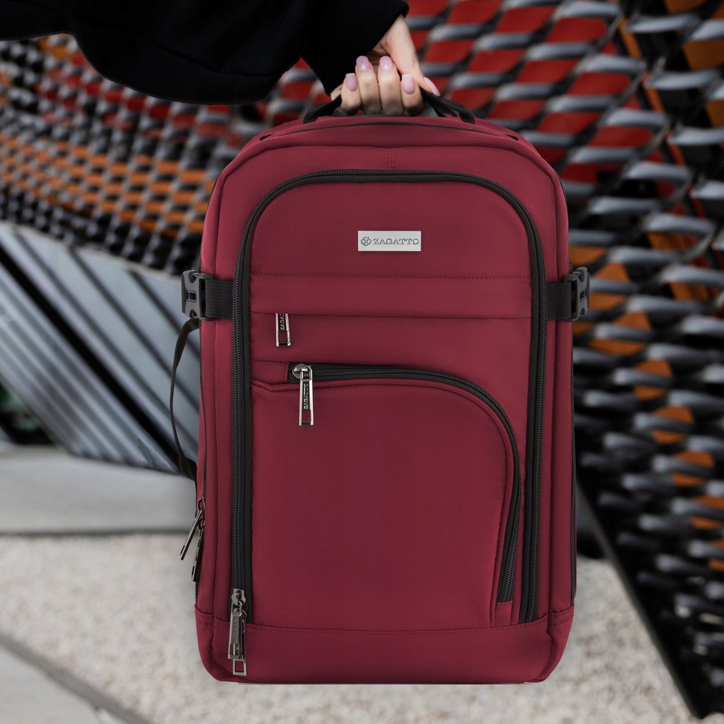 Kelioninis krepšys 40x20x25 lėktuvui, lengvas rankinis bagažas, bordo spalvos ZAGATTO