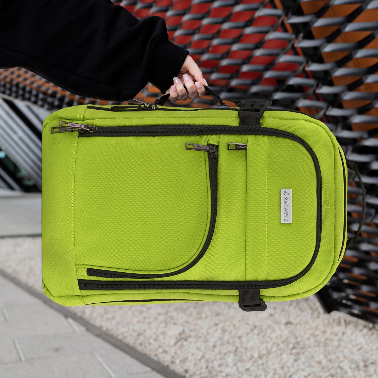 Kelioninė kuprinė 40x20x25 skraidymui, lengvas rankinis bagažas, žalia ZAGATTO