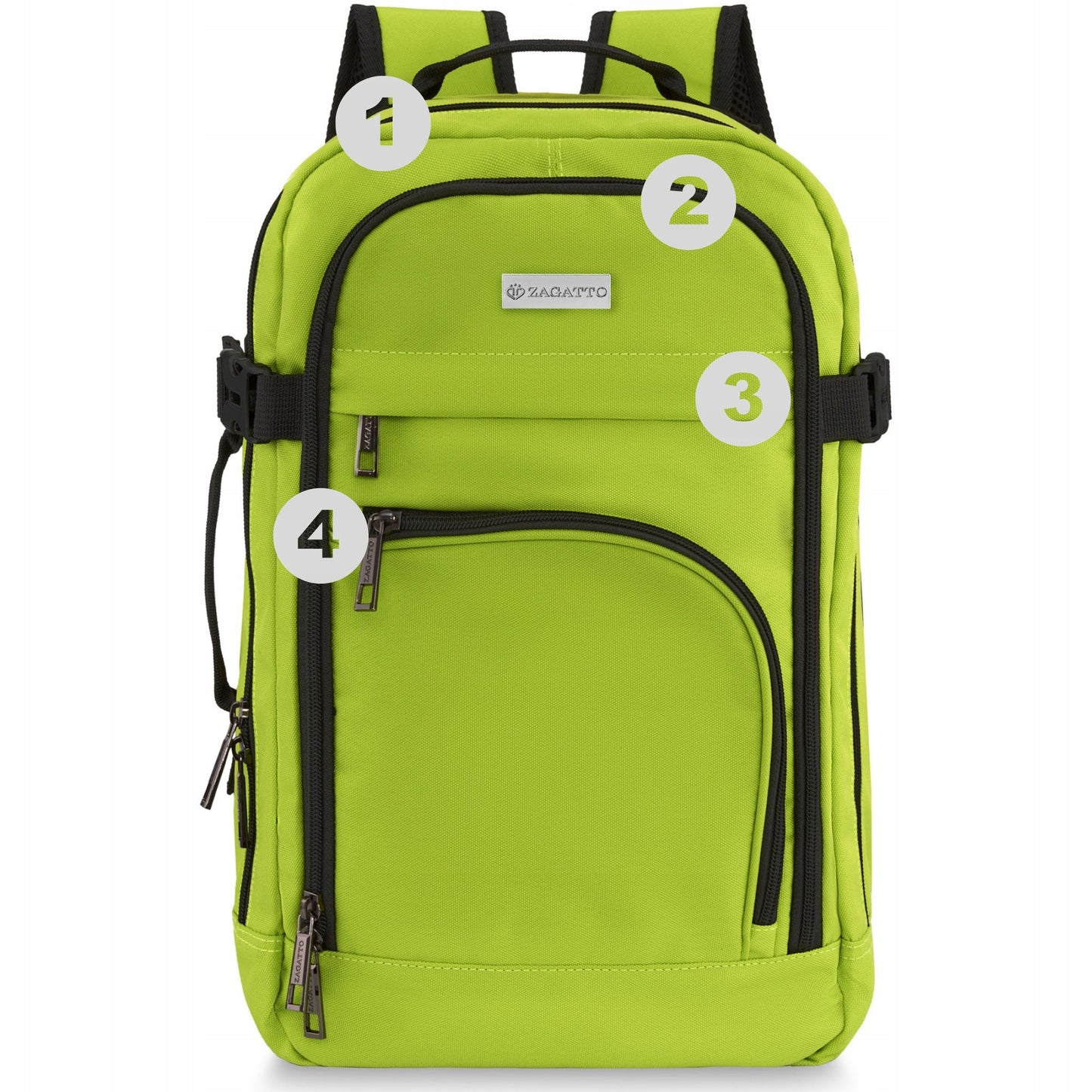 Kelioninė kuprinė 40x20x25 skraidymui, lengvas rankinis bagažas, žalia ZAGATTO