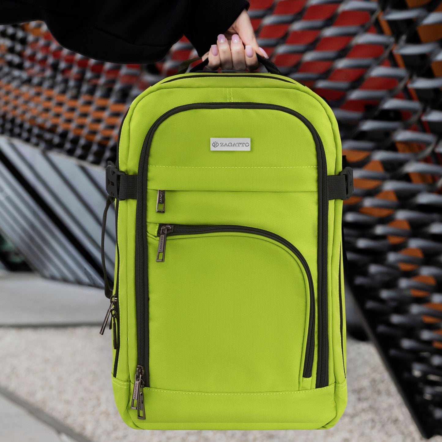 Kelioninė kuprinė 40x20x25 skraidymui, lengvas rankinis bagažas, žalia ZAGATTO