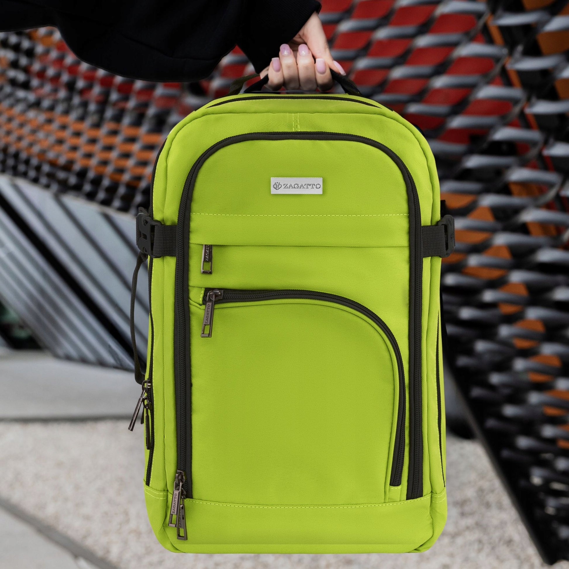 Kelioninė kuprinė 40x20x25 skraidymui, lengvas rankinis bagažas, žalia ZAGATTO