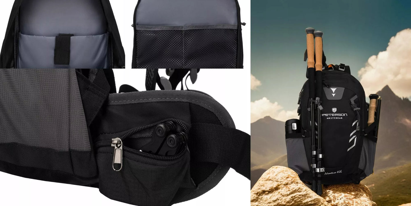 40L PETERSON trekking kuprinė, sportinė, turistinė, kalnų, su uždangalu